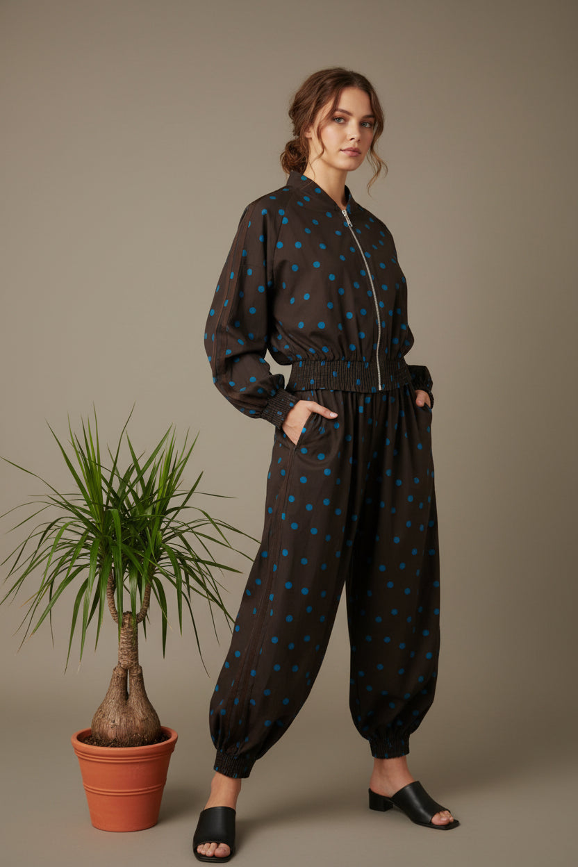 Conjunto JOT Milano Negro Lunares Turquesa