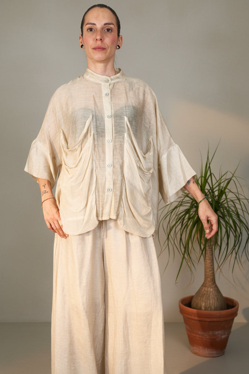 Pantalón Lino Champagne Cintura Elástica |YOLYKKE