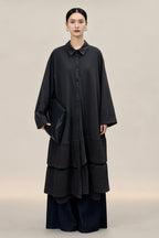 Vestido Chaqueta Maxi Tül Rayas Horizontales Negro | Nefelibata