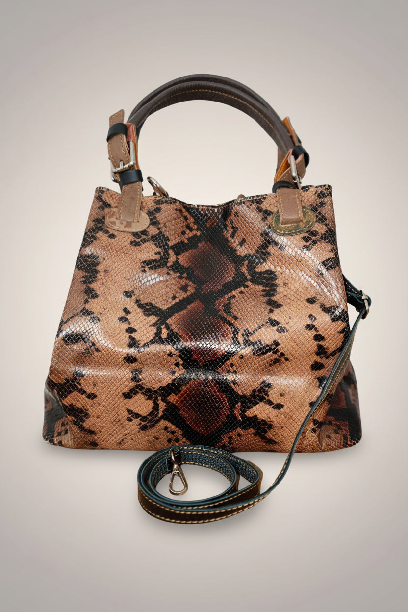 Bolso Cuero Italiano Pitón Bicolor LYKKE