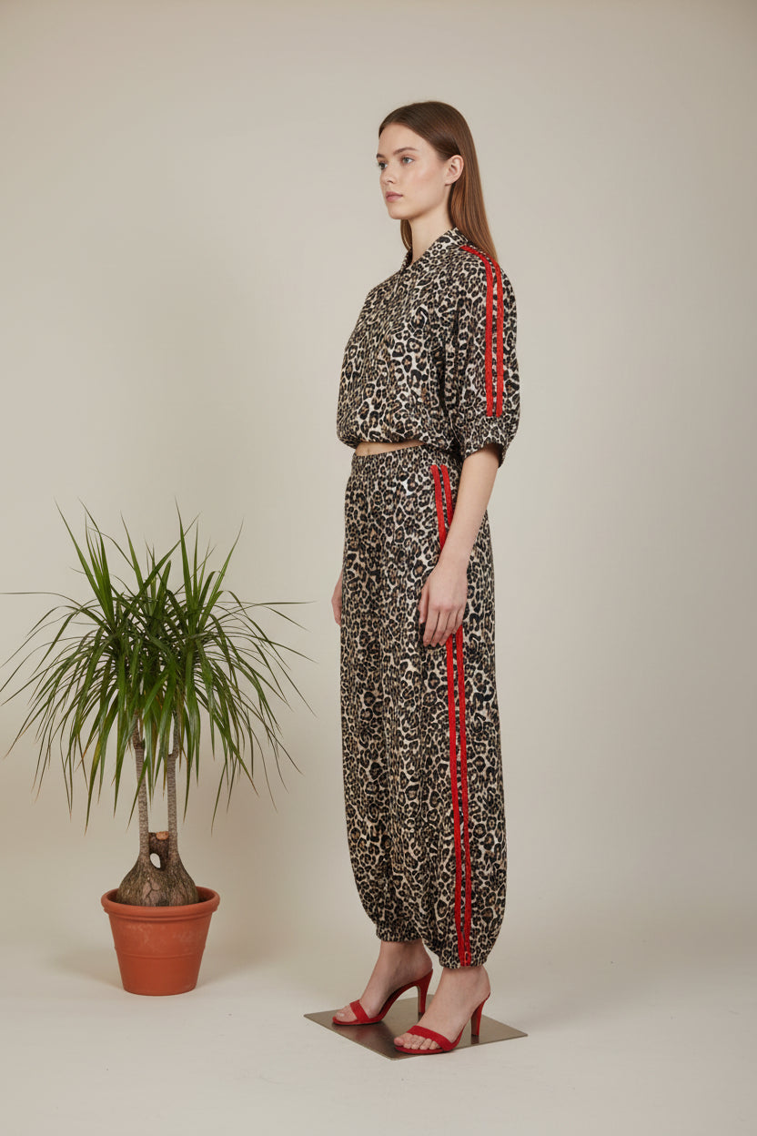 Conjunto JOT Milano Leopardo Rayas Rojas