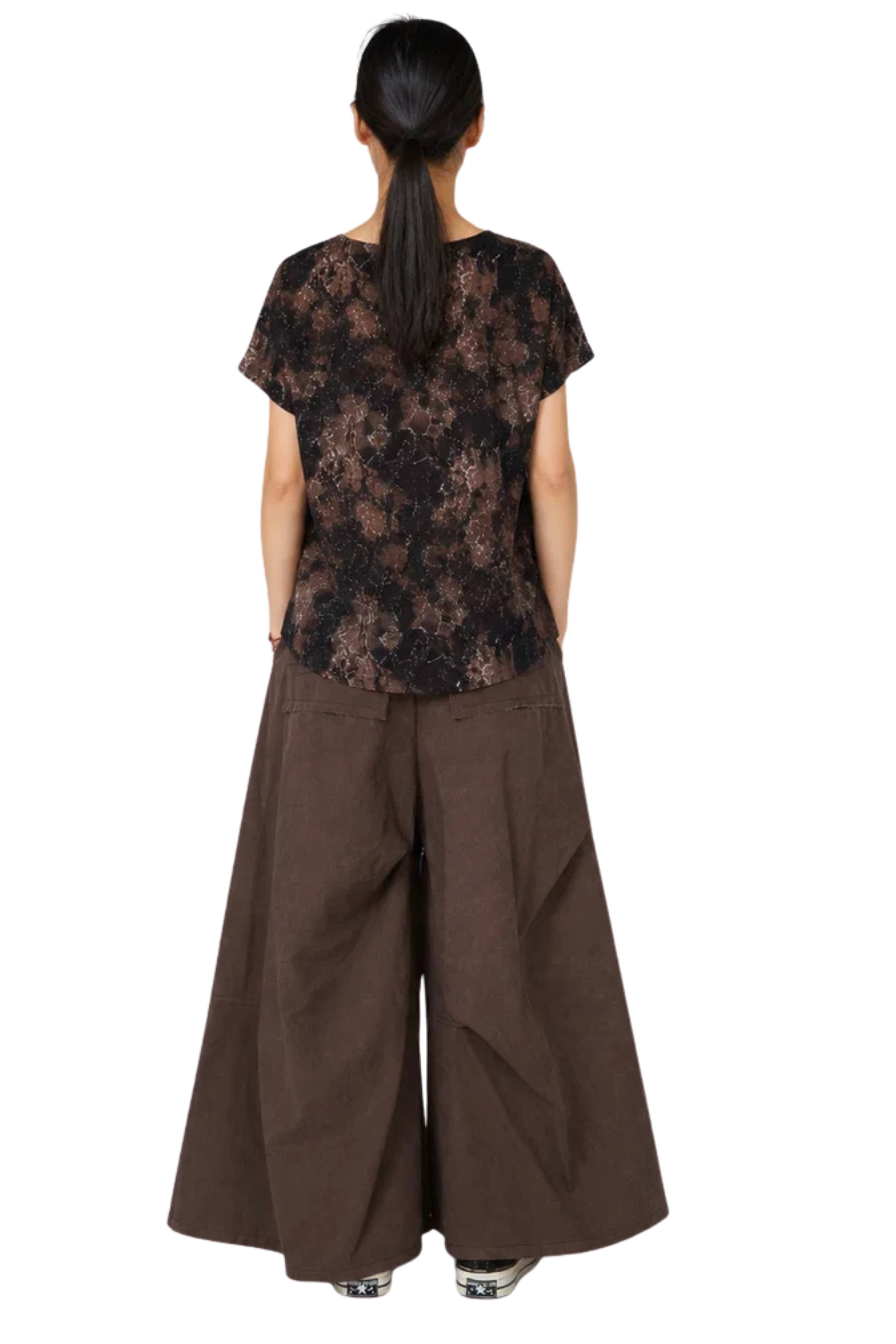 Blusa Relieve Floral Lazada Kimono Marrón | Wendy Trendy