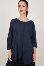 Camiseta amplia de algodón con abertura delantera Wendy Trendy