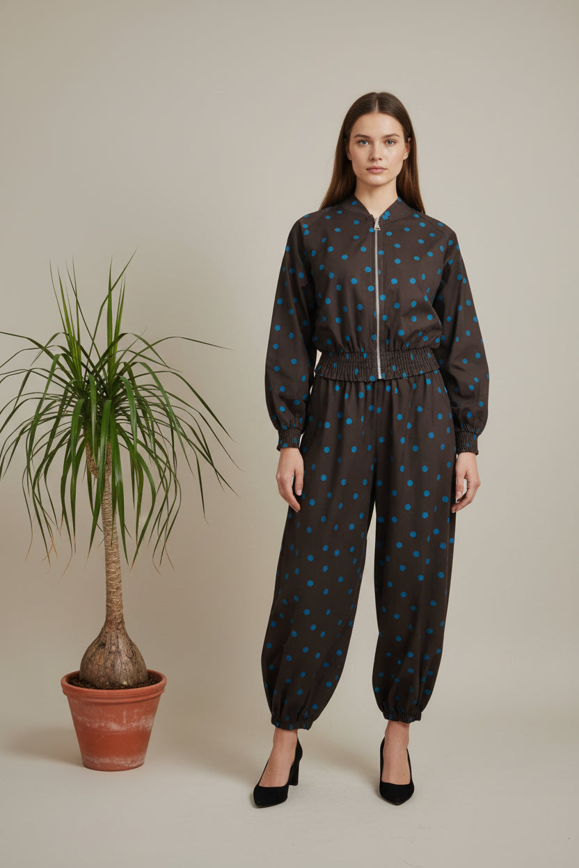 Conjunto JOT Milano Negro Lunares Turquesa