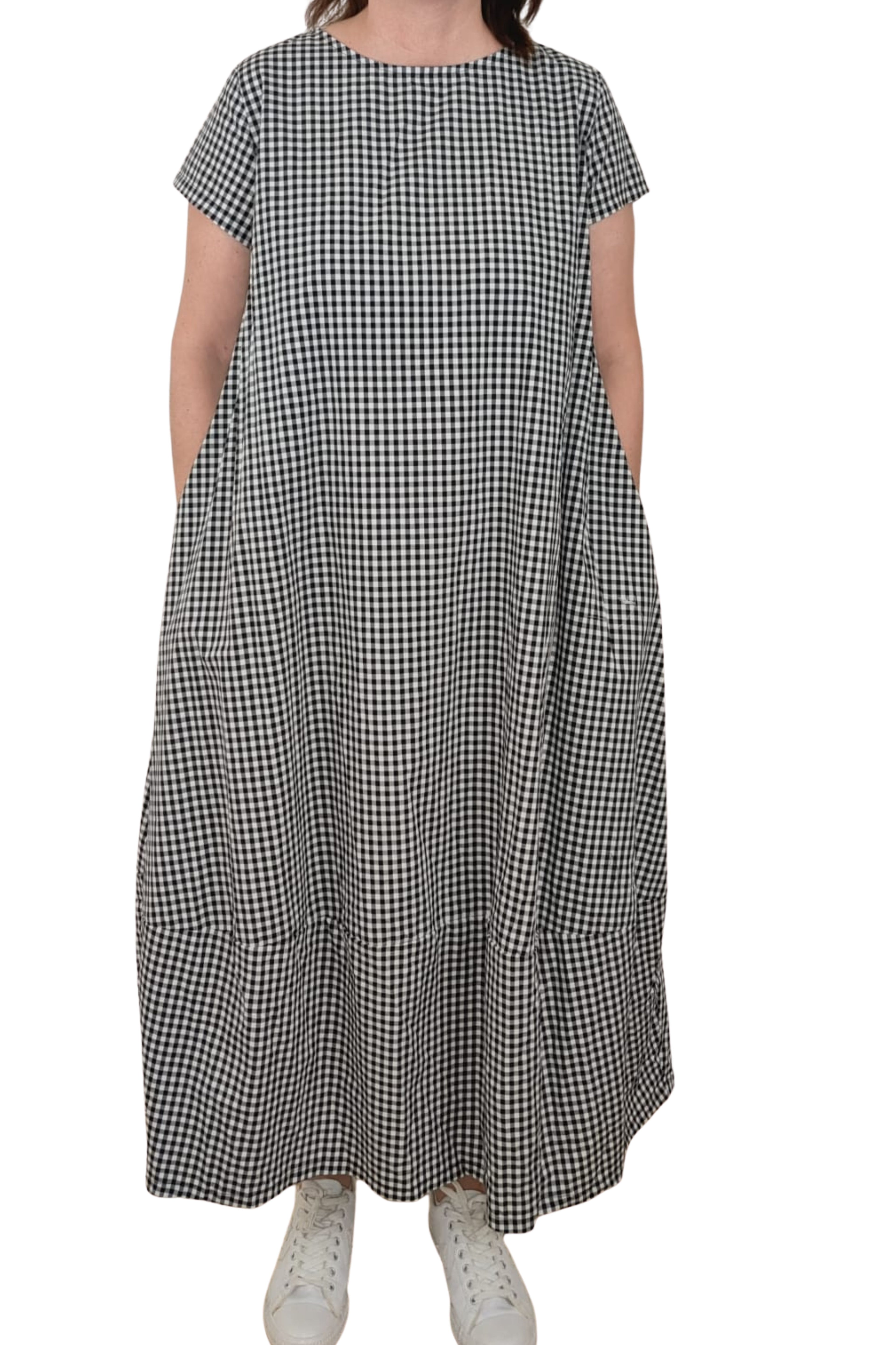 Vestido Vichy Negro 100% Algodón