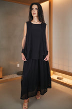 Conjunto Chaleco + Falda Maxi Tül Negro | Nefelibata