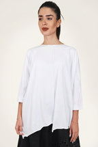 Camiseta amplia de algodón con abertura delantera Wendy Trendy