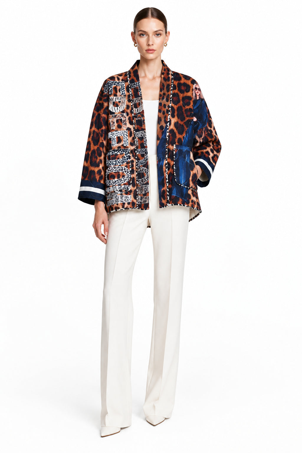 Blazer kimono acolchado estampado leopardo YOLYKKE