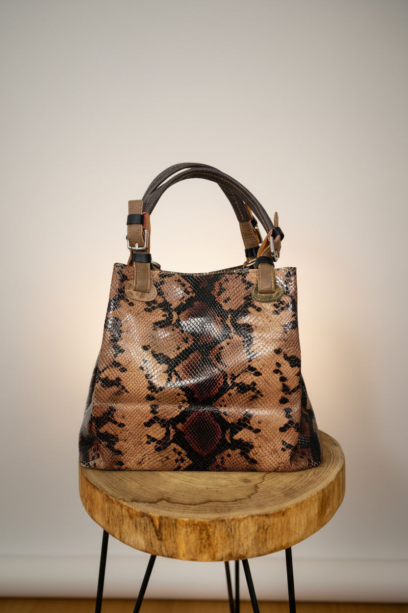 Bolso Cuero Italiano Pitón Bicolor LYKKE