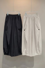Pantalón Amplio Corte Japonés Bajo Fruncido Negro | Nefelibata