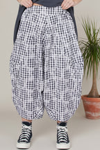 Pantalón Globo Vichy Negro Blanco