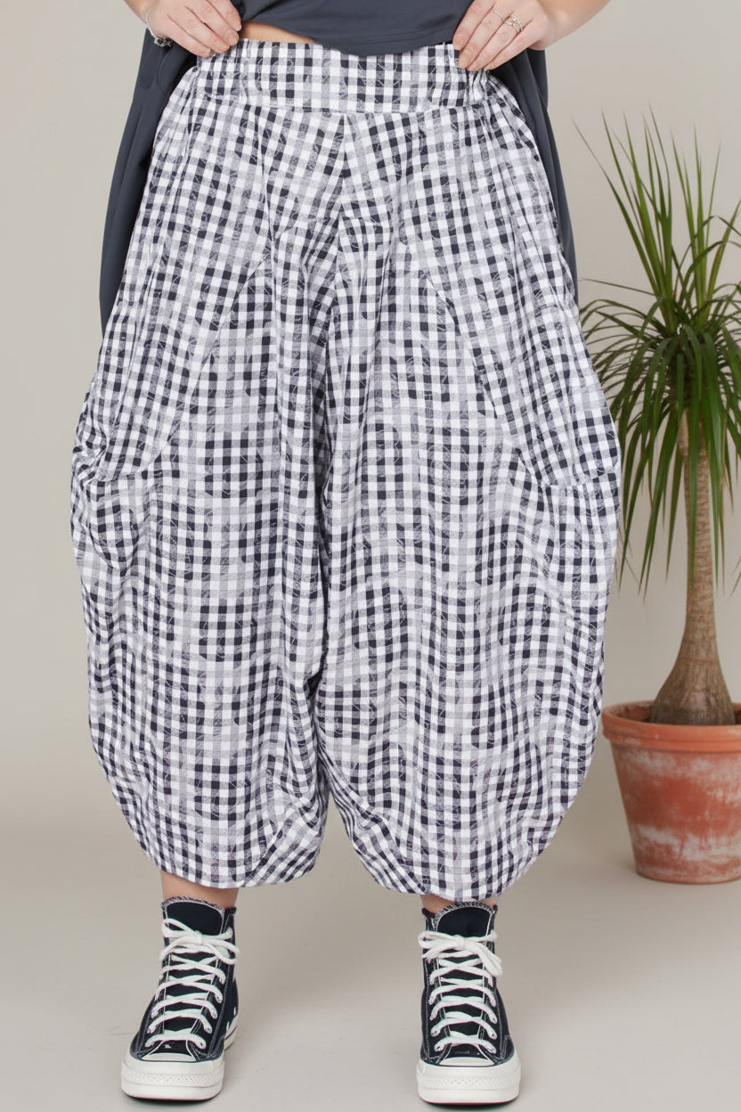Pantalón Globo Vichy Negro Blanco