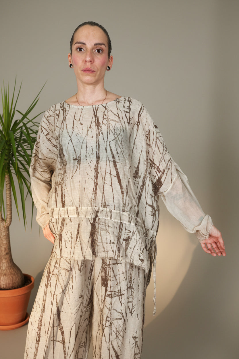 Camisa Oversize Pinceladas Manga Murciélago |YOLYKKE