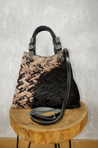 Bolso Cuero Italiano Pelo Vaca Zigzag LYKKE