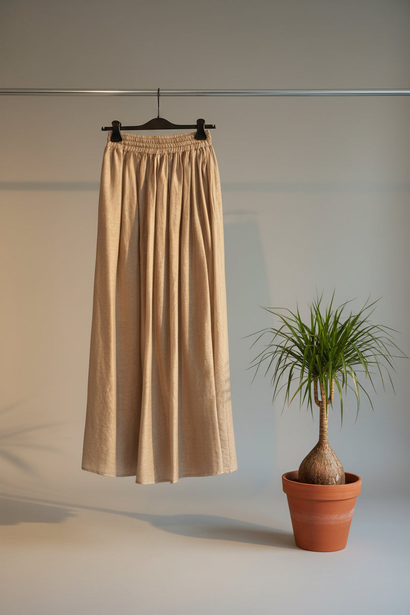 Pantalón Lino Crudo Cintura Elástica |YOLYKKE