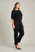 Pantalón Vestir Elástico Pinzas Negro Tallas Grandes | YOLYKKE Curvy