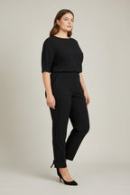 Pantalón Vestir Elástico Pinzas Negro Tallas Grandes | YOLYKKE Curvy