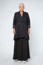 Americana Oversize Rayas Diplomáticas Doble Botonadura Espalda Globo | Wendy Trendy
