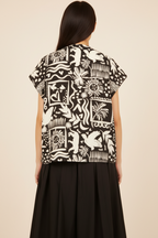 Chaleco Corto Estampado Tribal Folk Negro Blanco Lazada | Wendy Trendy