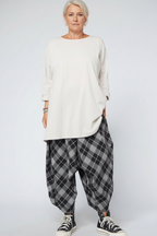 Pantalón Harem Cuadros Escoceses Gris Negro Cintura Elástica | Wendy Trendy