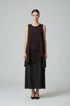 Chaleco Largo Jacquard Crinkle Cremallera Asimétrica | Wendy Trendy