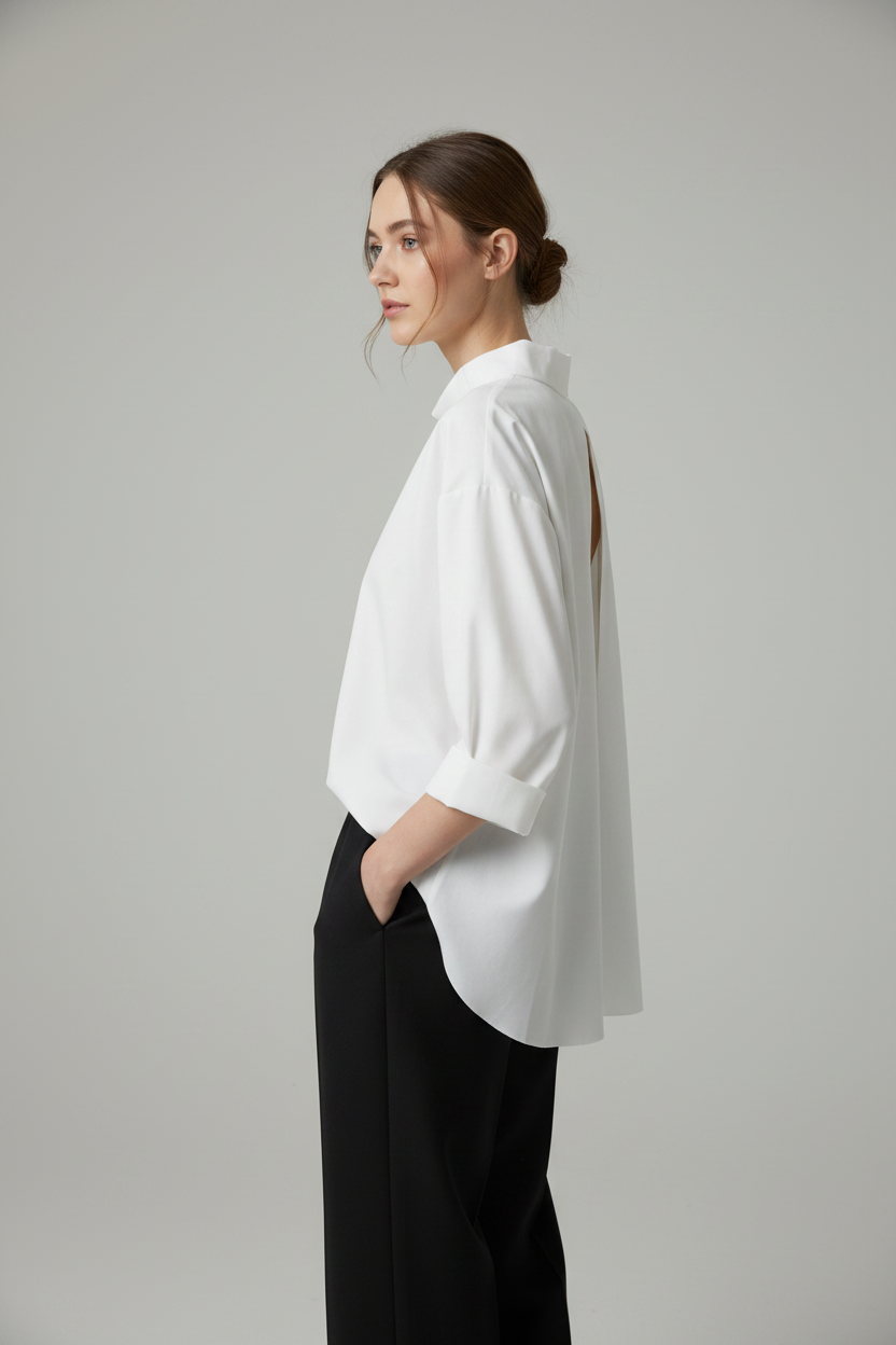 Camiseta Oversize Punto Milano Cuello Vuelto Caído Bajo Asimétrico Manga 3/4 | Wendy Trendy