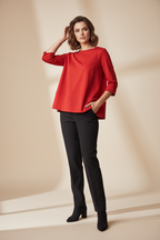Camiseta Oversize Punto Milano Cuello Barca Costura Decorativa Manga 3/4 | Wendy Trendy