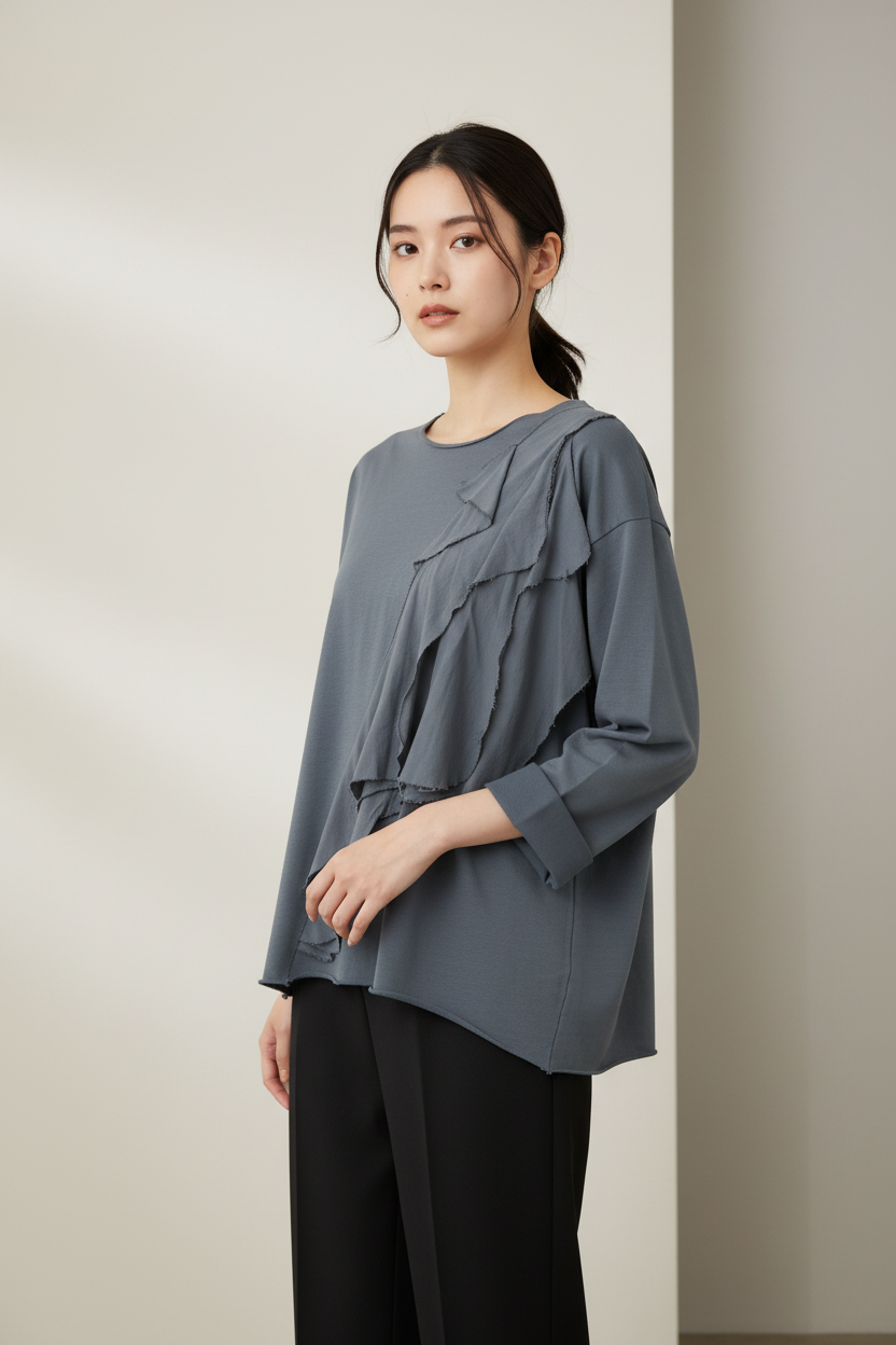 Sudadera Oversize Felpa Volante Asimétrico Diagonal Manga Larga | Wendy Trendy