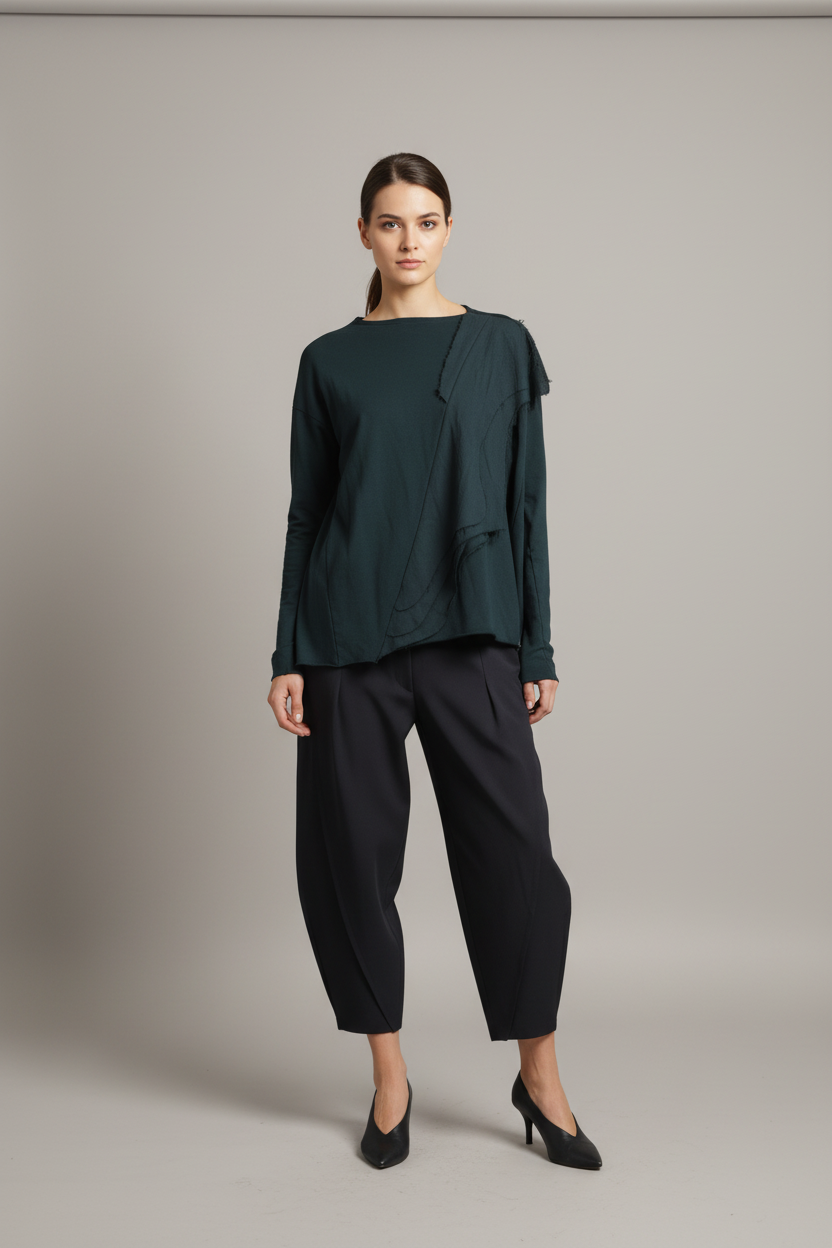 Sudadera Oversize Felpa Volante Asimétrico Diagonal Manga Larga | Wendy Trendy