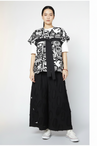 Chaleco Corto Estampado Tribal Folk Negro Blanco Lazada | Wendy Trendy