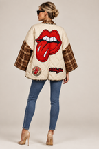 Blazer kimono acolchado con labios YOLYKKE