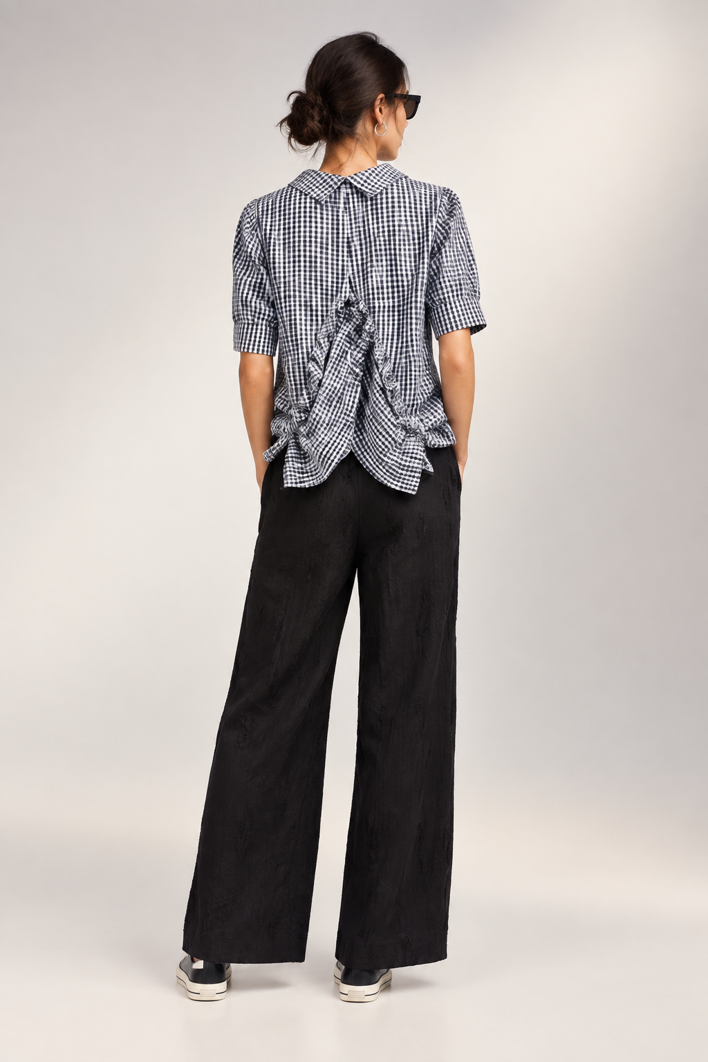Camisa de cuadros vichy fruncida en la espalda