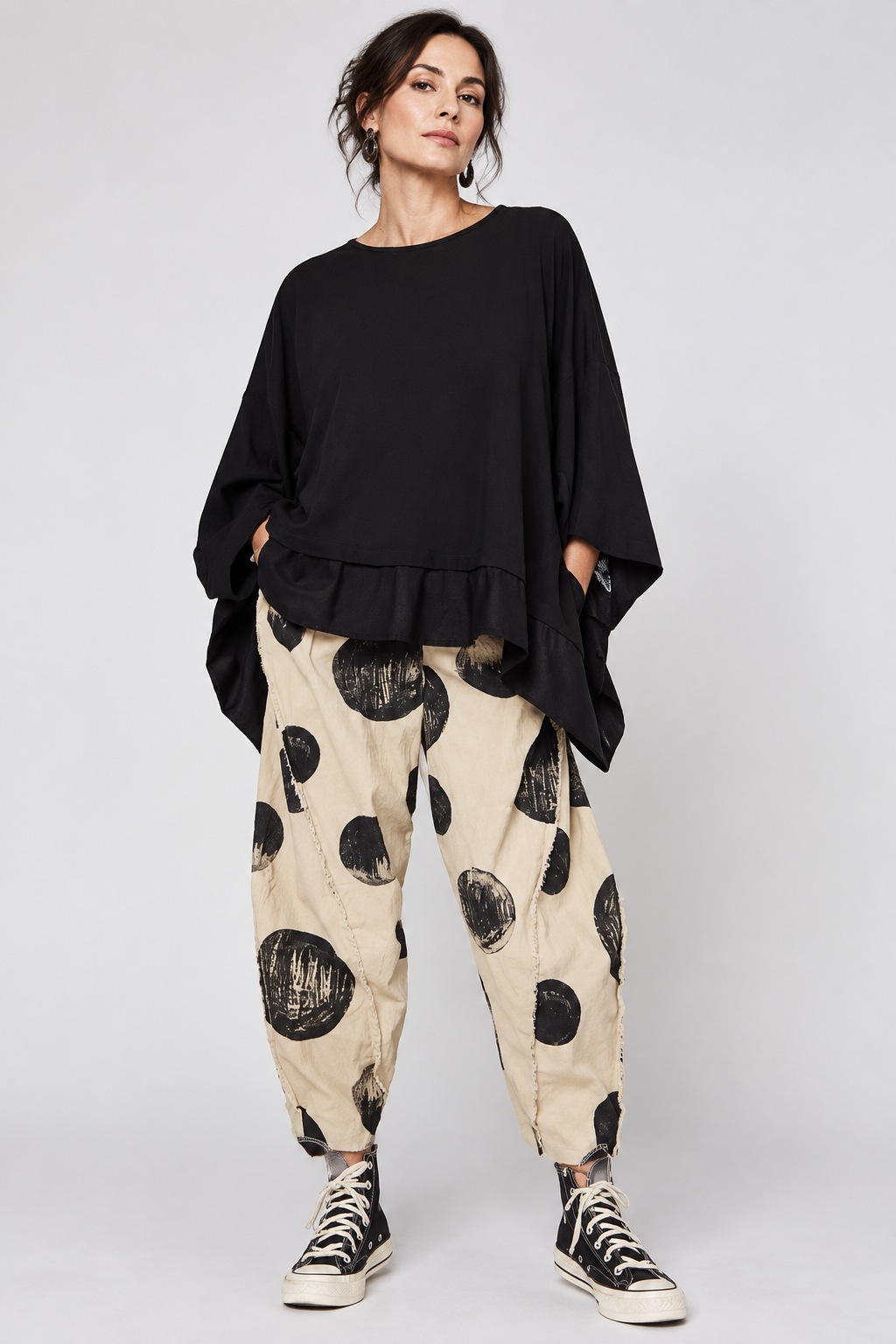 Pantalón de micro pana de algodón con lunares