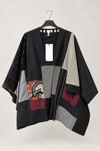 Camicia Kimono Patchwork Artistico con Tessuti Misti e Orlo Asimmetrico | Wendy Trendy