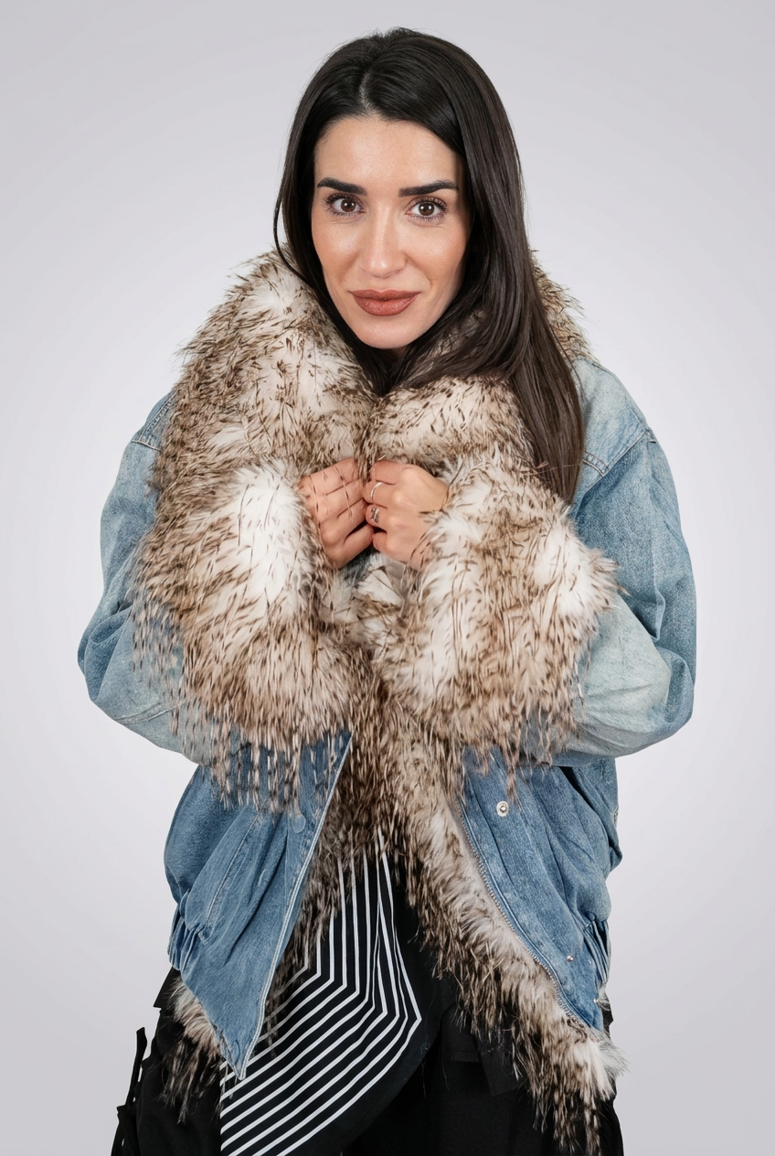 Chaqueta vaquera con pelo desmontable Milano