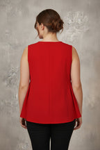 Chaleco Oversize Cuello V Botón Rojo Tallas Grandes | YOLYKKE Curvy