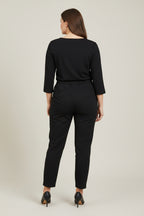 Pantalón Vestir Elástico Pinzas Negro Tallas Grandes | YOLYKKE Curvy