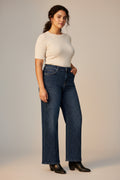 Vaquero Wide Leg Strass Brillantes Azul Tallas Grandes | YOLYKKE Curvy