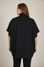 Chaqueta Bomber Cremallera Encaje Hombros Negro Tallas Grandes | YOLYKKE Curvy