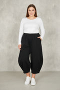 Pantalón  Globo Elástico Negro Tallas Grandes | YOLYKKE Curvy