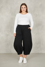 Pantalón  Globo Elástico Negro Tallas Grandes | YOLYKKE Curvy
