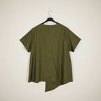 Camisa Asimétrica Clip Perla Verde Kaki Tallas Grandes | YOLYKKE Curvy