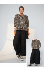 Pantalón Palazzo Negro Textura Flecos Relieve Extra Ancho | Wendy Trendy