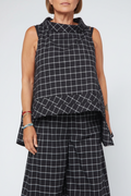 Chaleco Oversize Cuadro Vichy Negro Solapas Asimétricas | Wendy Trendy