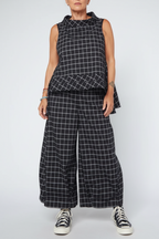 Pantalón Palazzo Cuadro Vichy Negro Ancho | Wendy Trendy