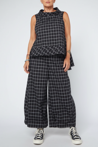 Pantalón Palazzo Cuadro Vichy Negro Ancho | Wendy Trendy