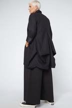 Americana Oversize Rayas Diplomáticas Doble Botonadura Espalda Globo | Wendy Trendy