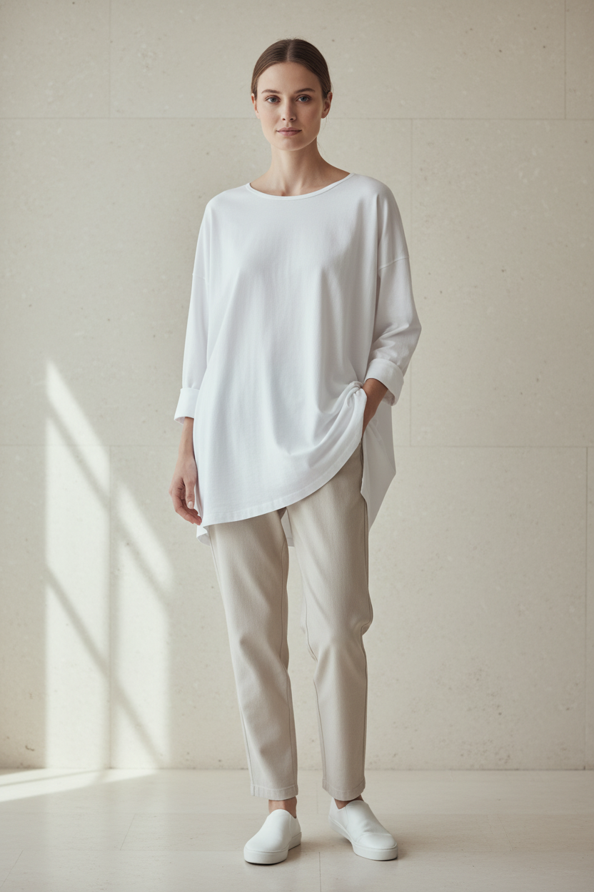 Camiseta Básica 100% Algodón Manga Larga Oversize | Wendy Trendy