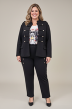 Chaqueta Napoleónica Militar Botones Joya Curvy Negro Burdeos | YOLYKKE