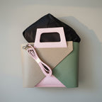 Bolso Geométrico Lookat — Verde, Beige y  Lila con Bolsa Interior